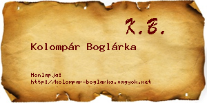 Kolompár Boglárka névjegykártya